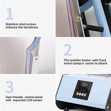 Craft Express 110 V Tumbler Heat Press Machine Blue Mug Press Machine for 30 OZ 20 OZ 16 OZ Straight Sublimation Blanks Skinny Tumbler 15 OZ 11 OZ Sublimation Ceramic Mugs Heat Transfer Print