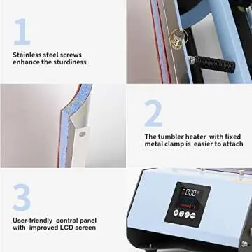 Craft Express 110 V Tumbler Heat Press Machine Blue Mug Press Machine for 30 OZ 20 OZ 16 OZ Straight Sublimation Blanks Skinny Tumbler 15 OZ 11 OZ Sublimation Ceramic Mugs Heat Transfer Print