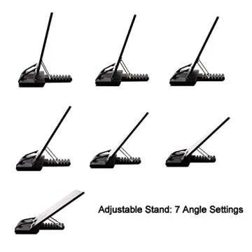 Book Stand, GoFriend Adjustable Document Stand Holder Reading Rest Cookbook Stand Music Books Stand with Page Paper Clips (Black)