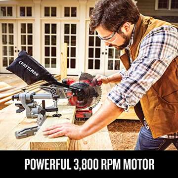 CRAFTSMAN V20 Cordless Sliding Miter Saw, 7-1/4 inch, Single Bevel, Battery and Charger Included (CMCS714M1)