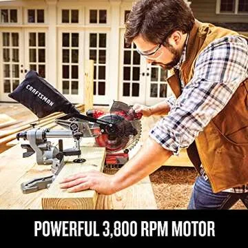 CRAFTSMAN V20 Cordless Sliding Miter Saw, 7-1/4 inch, Single Bevel, Battery and Charger Included (CMCS714M1)