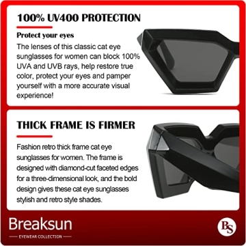 Breaksun Vintage Cat Eye Sunglasses for Women