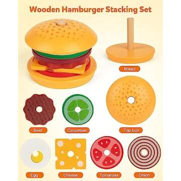 Vanmor Wooden Stacking Burger Toy for Creative Play