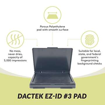 Fingerprint Kit Set - Dactek EZ ID3 Finger Print Ink Pad with ATF Fingerprint Cards - FBI FD-258 Fin...