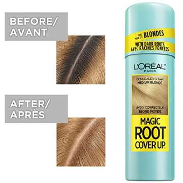L'Oreal Paris Magic Root Cover Up Hair Color Concealer Spray For Blondes with Dark Roots, Ammonia and Peroxide Free, Medium Blonde, 2 fl. oz. (Pack of 2)