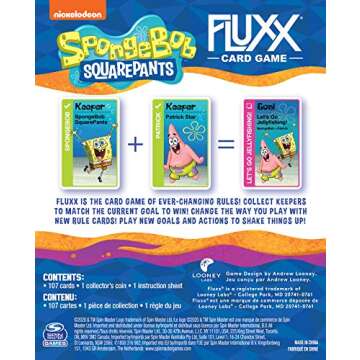 Looney Labs Spongebob Fluxx Card Game - Bikini Bottom Adventure with Hilarious Gameplay