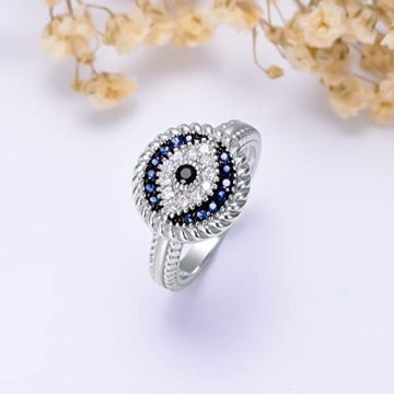 PEIMKO Evil Eye Ring in Sterling Silver for Protection