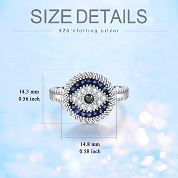 PEIMKO Evil Eye Ring in Sterling Silver for Protection