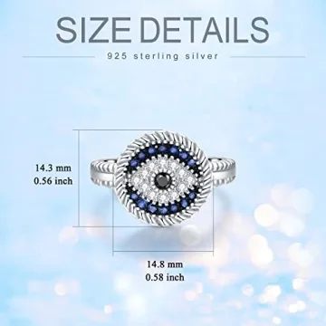 PEIMKO Evil Eye Ring in Sterling Silver for Protection