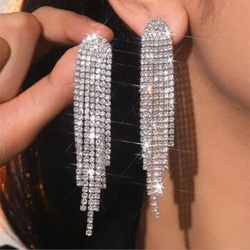 Dazzling Rhinestone Tassel Earrings for Weddings & Gifts