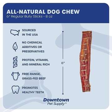 Downtown Pet Supply 6-inch Bully Sticks for Dogs, 0.5 LB - USA Sourced, No Hide Dog Chews Long Lasti...