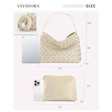 Vividora Vegan Leather Woven Tote Bag for Women