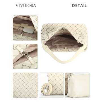Vividora Vegan Leather Woven Tote Bag for Women