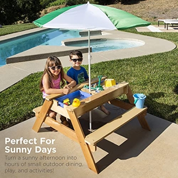 Kids 3-in-1 Sand and Water Table with Umbrella