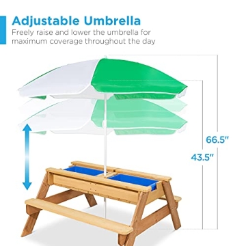Kids 3-in-1 Sand and Water Table with Umbrella
