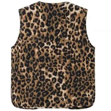 WEIIYONN Tie Front Vests for Women Graphic Cottagecore Women’s Padded Gilet Quilted Puffer Vest Sleeveless Bow Bands Tie Tops (Leopard-1,S,Small,Regular,Regular)