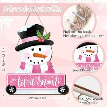Whaline Let It Snow Snowman Sign for Holiday Decor