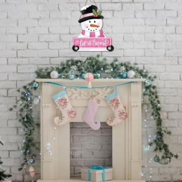 Whaline Let It Snow Snowman Sign for Holiday Decor