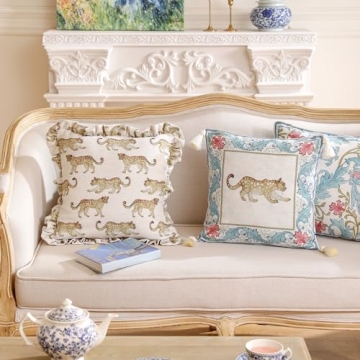 Designer Throw Pillow Covers Set of 4 with Cheetah Pattern