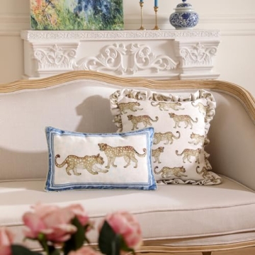 Designer Throw Pillow Covers Set of 4 with Cheetah Pattern