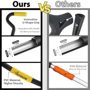 YEITSNOW Ergonomic Snow Shovel for Driveway Snow Removal 18-Inch Wide Heavy Duty Winter Hand Tool with Curved Handle Aluminum Wear Stripe for Home Garage