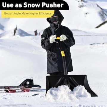 YEITSNOW Ergonomic Snow Shovel for Driveway Snow Removal 18-Inch Wide Heavy Duty Winter Hand Tool with Curved Handle Aluminum Wear Stripe for Home Garage