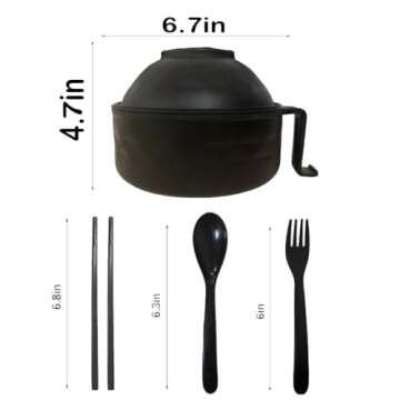RONSOOBA microwave ramen bowl,wheat fiber instant noodle bowl,Noodle Bowl with Phone Holder, Portabl...