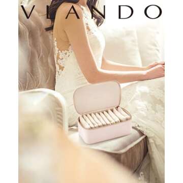 Vlando Jewelry Box with 12 Velvet Jewelry Bags Travel Jewelry Case for Girls Jewelry Organizer for Travelers Birthday Christmas Gift Ideas for Women (Pink)