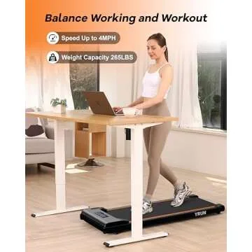 YRUN Walking Pad Under Desk Treadmill for Home and Office, Portable Small Treadmill 2.5HP Super Quiet Brushless Motorized Walking Jogging Running Machine with Remote Control