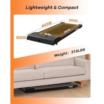 YRUN Walking Pad Under Desk Treadmill for Home and Office, Portable Small Treadmill 2.5HP Super Quiet Brushless Motorized Walking Jogging Running Machine with Remote Control