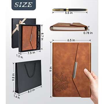 Tree of Life Refillable Leather Journal Notebook with Pen & Gift Box,6.5× 9" Hardcover Notebook Jou...