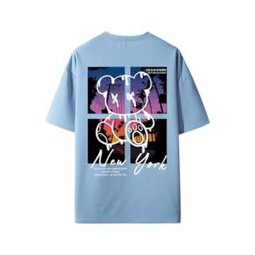 GORGLITTER Men's Novelty Casual Letter Graphic Crewneck T-Shirt Half Sleeve Oversized Tee Top Light ...