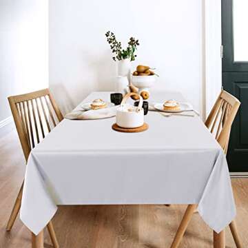 sancua 2 Pack White Tablecloth 60 x 84 Inch, Rectangle 4 Feet Table Cloth - Stain and Wrinkle Resist...