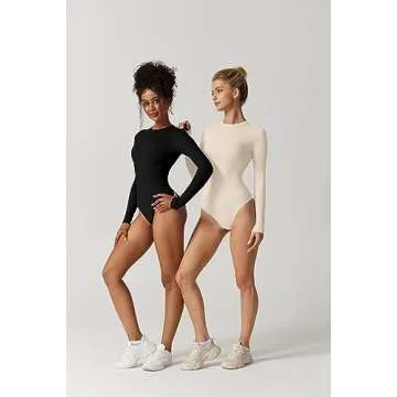 QINSEN Women's Long Sleeve Bodysuit - Chic & Versatile