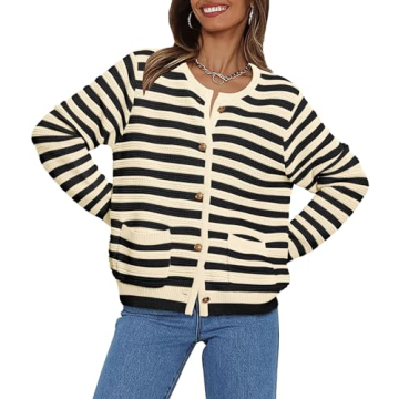 LILLUSORY Women's Cable Knit Cardigan - Trendy, Versatile, Warm Outerwear
