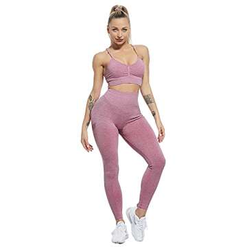CHRLEISURE Butt Lifting Workout Leggings for Women, Scrunch Butt Gym Seamless Booty Tight (Pink, L)
