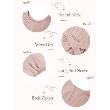 Girls Boho Dresses 3/4 Sleeve V-Back Lace Flower Crew Neck Tiered Ruffle Swing Party Maxi Dress