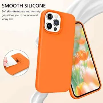 GUAGUA Compatible with iPhone 13 Pro Max Case 6.7 Inch Liquid Silicone Soft Gel Rubber Slim Microfiber Lining Cushion Texture Cover Shockproof Protective Phone Case for iPhone 13 Pro Max, Orange