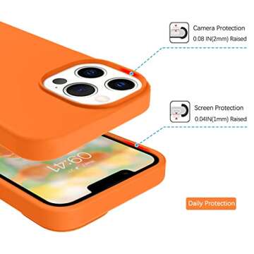 GUAGUA Compatible with iPhone 13 Pro Max Case 6.7 Inch Liquid Silicone Soft Gel Rubber Slim Microfiber Lining Cushion Texture Cover Shockproof Protective Phone Case for iPhone 13 Pro Max, Orange