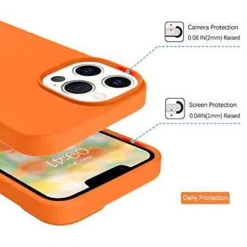 GUAGUA Compatible with iPhone 13 Pro Max Case 6.7 Inch Liquid Silicone Soft Gel Rubber Slim Microfiber Lining Cushion Texture Cover Shockproof Protective Phone Case for iPhone 13 Pro Max, Orange