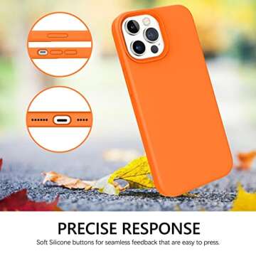 GUAGUA Compatible with iPhone 13 Pro Max Case 6.7 Inch Liquid Silicone Soft Gel Rubber Slim Microfiber Lining Cushion Texture Cover Shockproof Protective Phone Case for iPhone 13 Pro Max, Orange