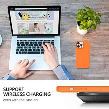 GUAGUA Compatible with iPhone 13 Pro Max Case 6.7 Inch Liquid Silicone Soft Gel Rubber Slim Microfiber Lining Cushion Texture Cover Shockproof Protective Phone Case for iPhone 13 Pro Max, Orange