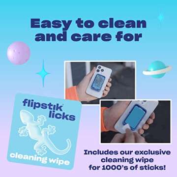 Flipstik 2.0 Foldable Adhesive Phone Mount – Sticks to Any Flat Surface – Hands Free Selfies, Videos, Car Mount, Phone Stand, Travel Accessory – Sticky Phone Mount | Classic Color Black