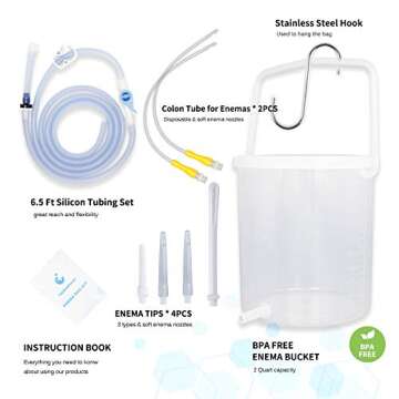 Topquafocus Large Enema Bucket Kit Anti-backflow Enema Kit for Men Women Colon Cleansing Detox Enema...