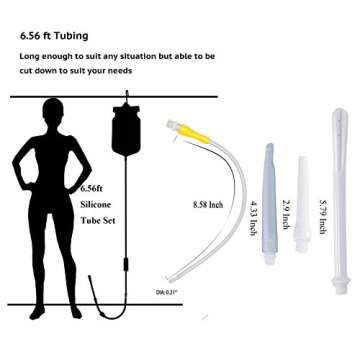 Topquafocus Large Enema Bucket Kit Anti-backflow Enema Kit for Men Women Colon Cleansing Detox Enemas 2 quarts Capacity 5 Tips Enema Kit……