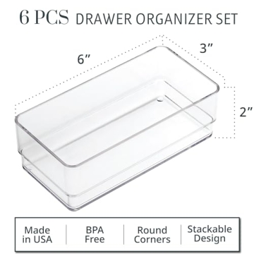 STORi SimpleSort 6-Piece Stackable Clear Drawer Organizer Set