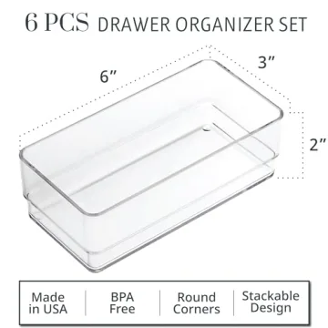 STORi SimpleSort 6-Piece Stackable Clear Drawer Organizer Set
