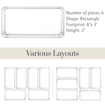 STORi SimpleSort 6-Piece Stackable Clear Drawer Organizer Set