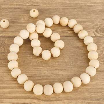 UOONY 300pcs 20mm Wooden Beads for Crafts Round Natural Unfinished Large Wooden Beads Wood Beads Bulk and Necklace Garland Making