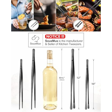 Precision SouxMux Tweezer Tongs for Cooking and Plating